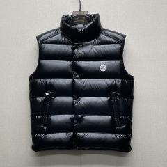 Moncler down vest leather black