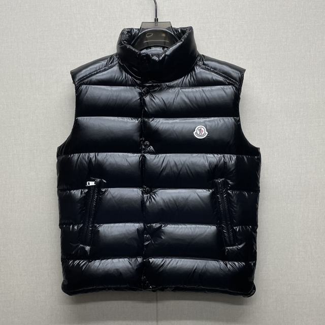 Moncler down vest leather black