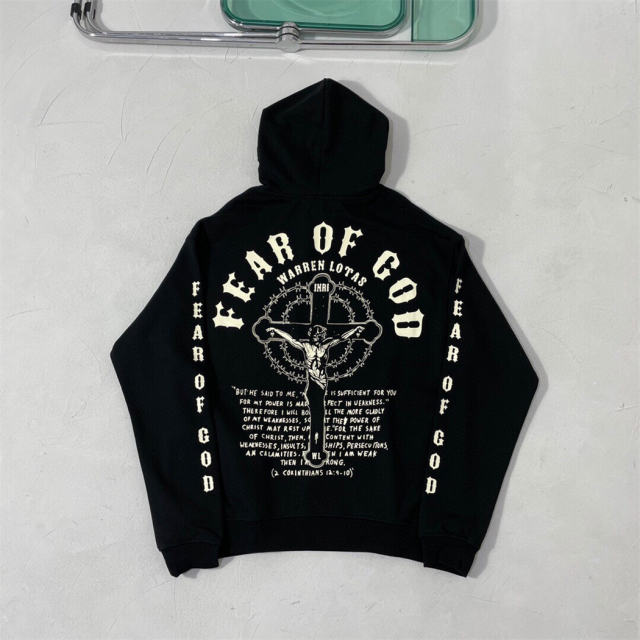Fear of God Jesus Cross Hoodie Black