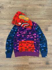 [Best Quality] 1:1 BAPE Color Camo Crazy Shark Full Zip Hoodie