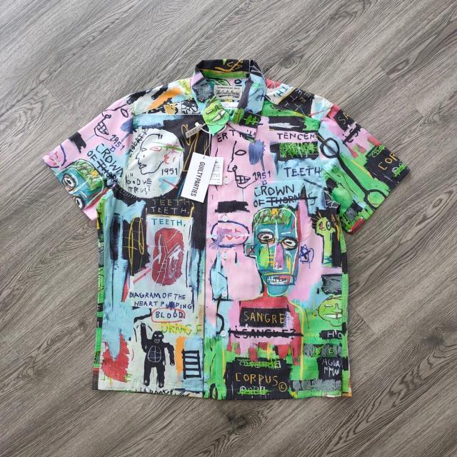  Wackо Maria x Basquiat 20ss graffiti silk Hawaiian short sleeve shirt 3 colors