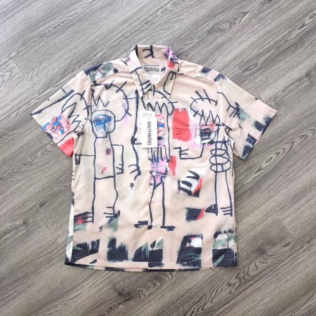  Wackо Maria x Basquiat 20ss graffiti silk Hawaiian short sleeve shirt 3 colors