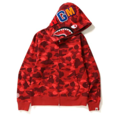 [Best Quality] 1:1 Bape 1st Full Red Camo Shark Hoodie