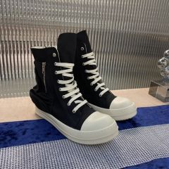 R*ck Οwens Hi-Street Zipper Shoes Black High Top