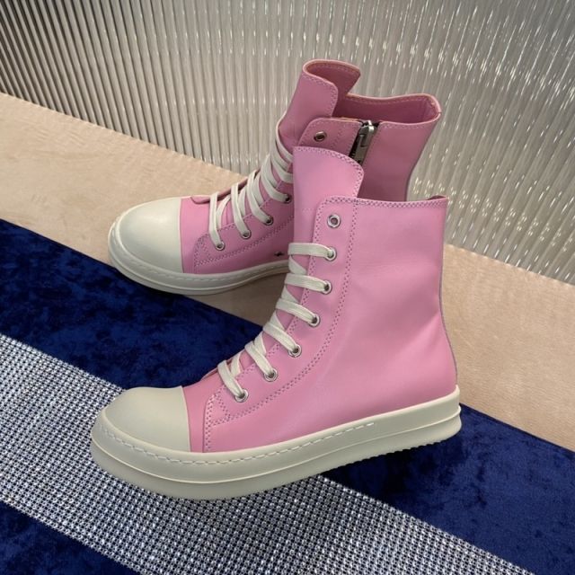 R*ck Οwens Hi-Street Shoes Pink Leather High Top