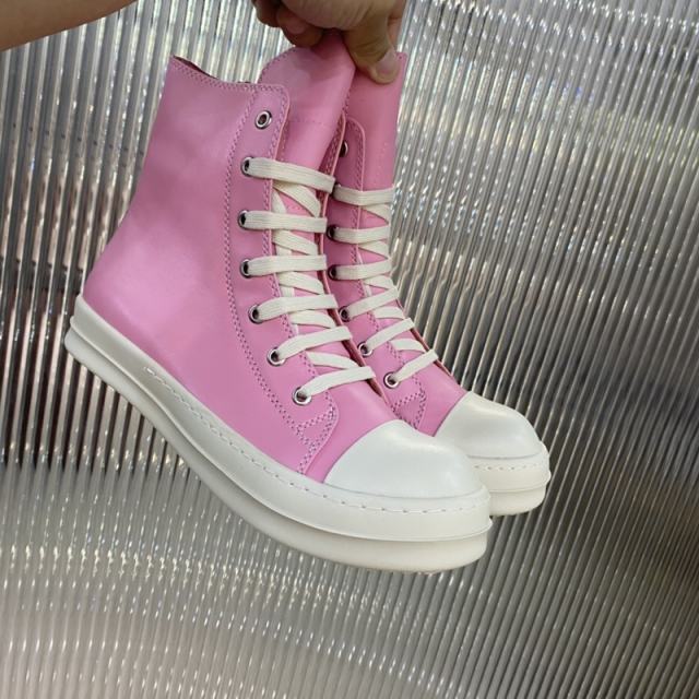 R*ck Οwens Hi-Street Shoes Pink Leather High Top