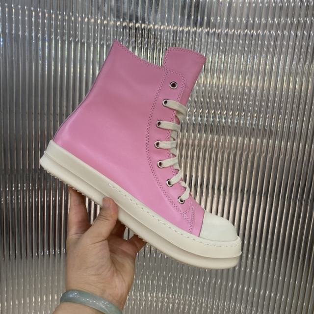 R*ck Οwens Hi-Street Shoes Pink Leather High Top