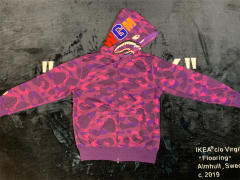 BAPE Color Camo Shark Wide Full Zip Double Purple Hoodie