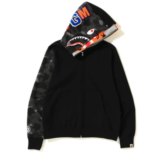 BAPE Color Camo Tiger Shark Full Zip Double Hoodie