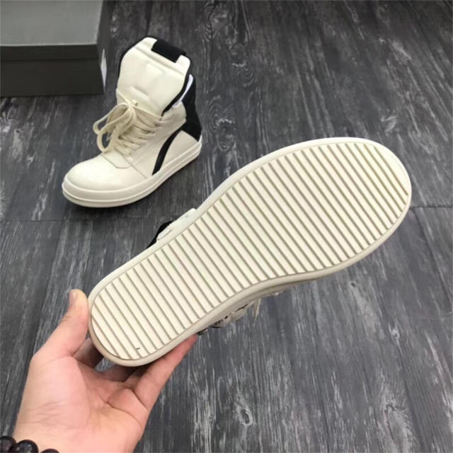 R*ck Οwens Triangle White Leather High Shoes High Top