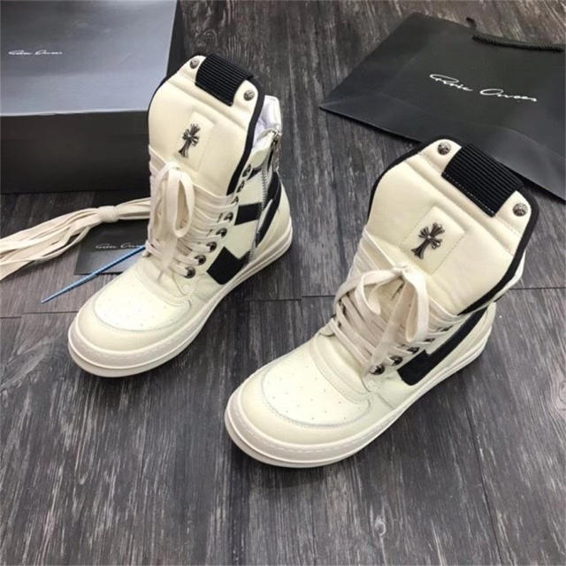 R*ck Οwens Triangle Hi-Street Shoes Black & White High Top