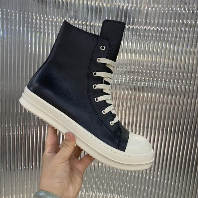 R*ck Οwens Hi-Street Leather Shoes Black High Top