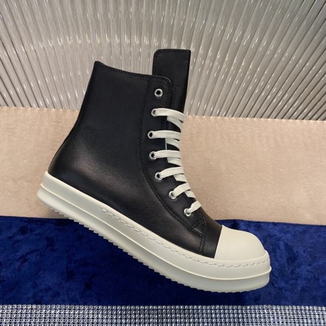 R*ck Οwens Hi-Street Leather Shoes Black High Top
