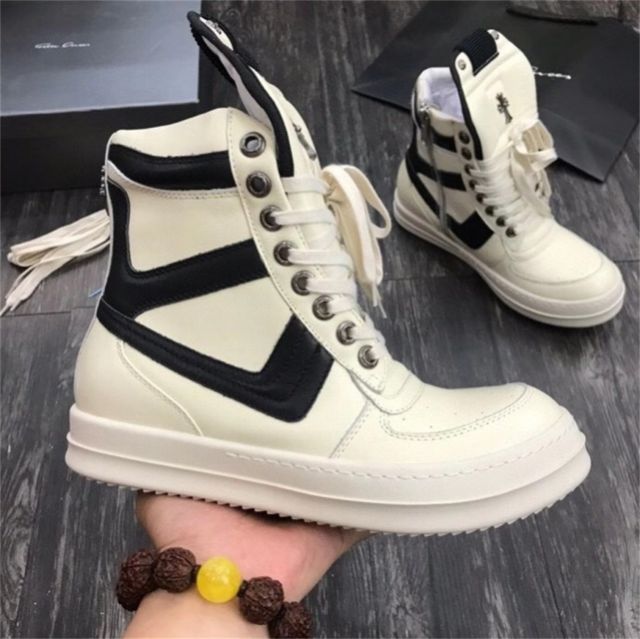 R*ck Οwens Triangle Hi-Street Shoes Black & White High Top