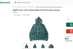 BAPE Color Camo Shark Wide Full Zip Double Hoodie GRAY/GREEN
