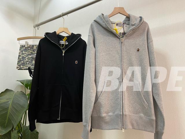 Bape Small Logo Zip Pure Color Hoodie Clean Fits