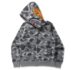 BAPE Color Camo Shark Wide Full Zip Double Hoodie GRAY/GREEN