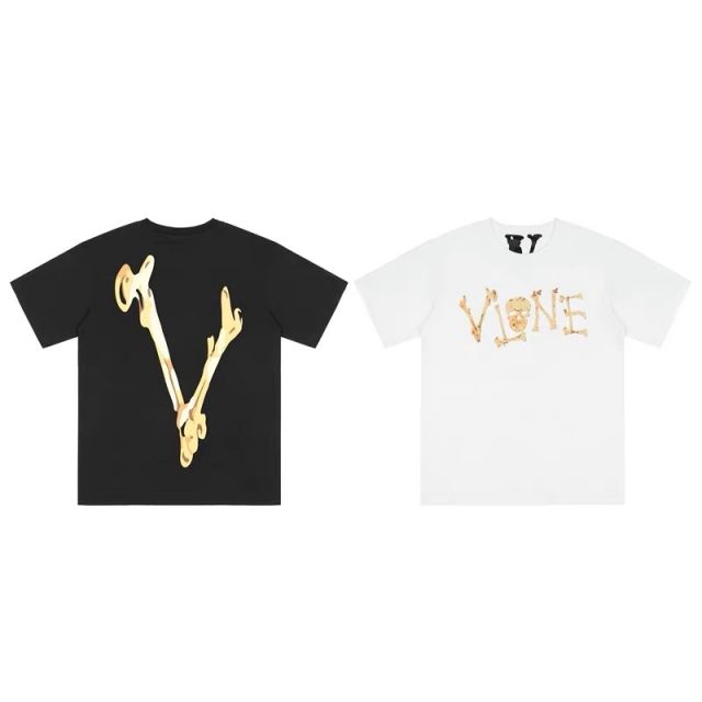 Free shipping vlone skeleton bone tee black white