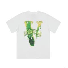 Free shipping vlone green palm print tee white black