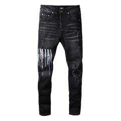 #830 Melting Letters Jeans Pants Black