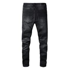 #830 Melting Letters Jeans Pants Black