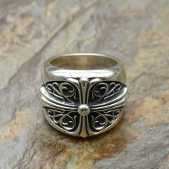 Chr0me  Heart Cross & Six-Pointed Star Ring