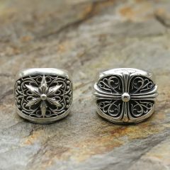 Chr0me  Heart Cross & Six-Pointed Star Ring