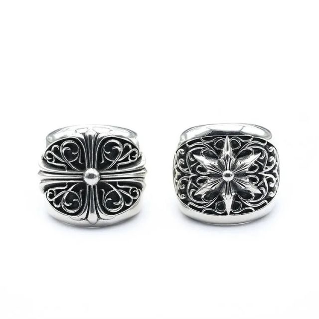 Chr0me  Heart Cross & Six-Pointed Star Ring