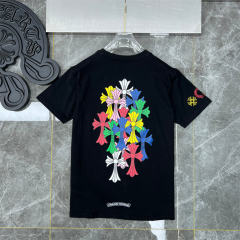 Chr0me Hearts Multi Colorful Crosses T-Shirts Black White