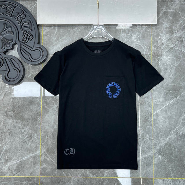 Chr0me Hearts Blue Cross T-Shirt Black White