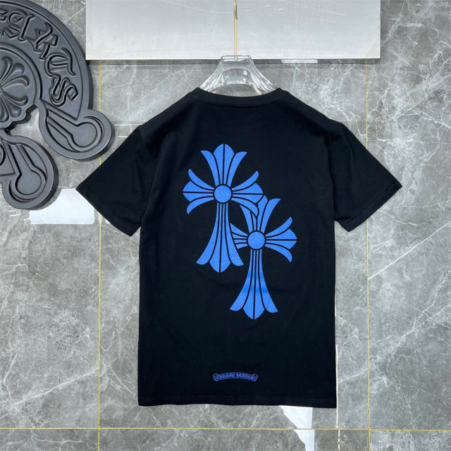 Chr0me Hearts Blue Cross T-Shirt Black White