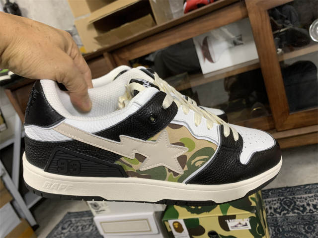 Bape Sta SK8 Black Leather & Camo Men Women