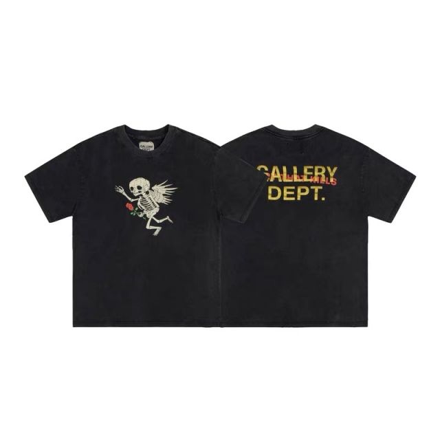 Gallery dept the rose skull tee distressed  t-shirt black