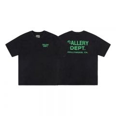 Gallery dept green fonts distressed tee t-shirt black