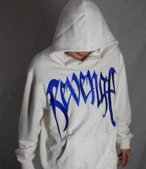 Revenge Blue Embroidered White Hoodie
