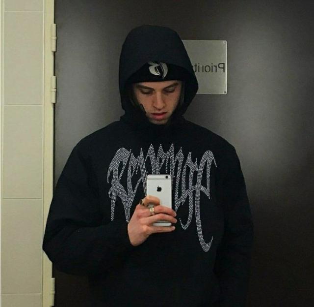 Revenge Crystal Logo Hoodie Black