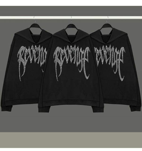 Revenge Crystal Logo Hoodie Black