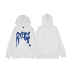 Revenge Blue Embroidered White Hoodie