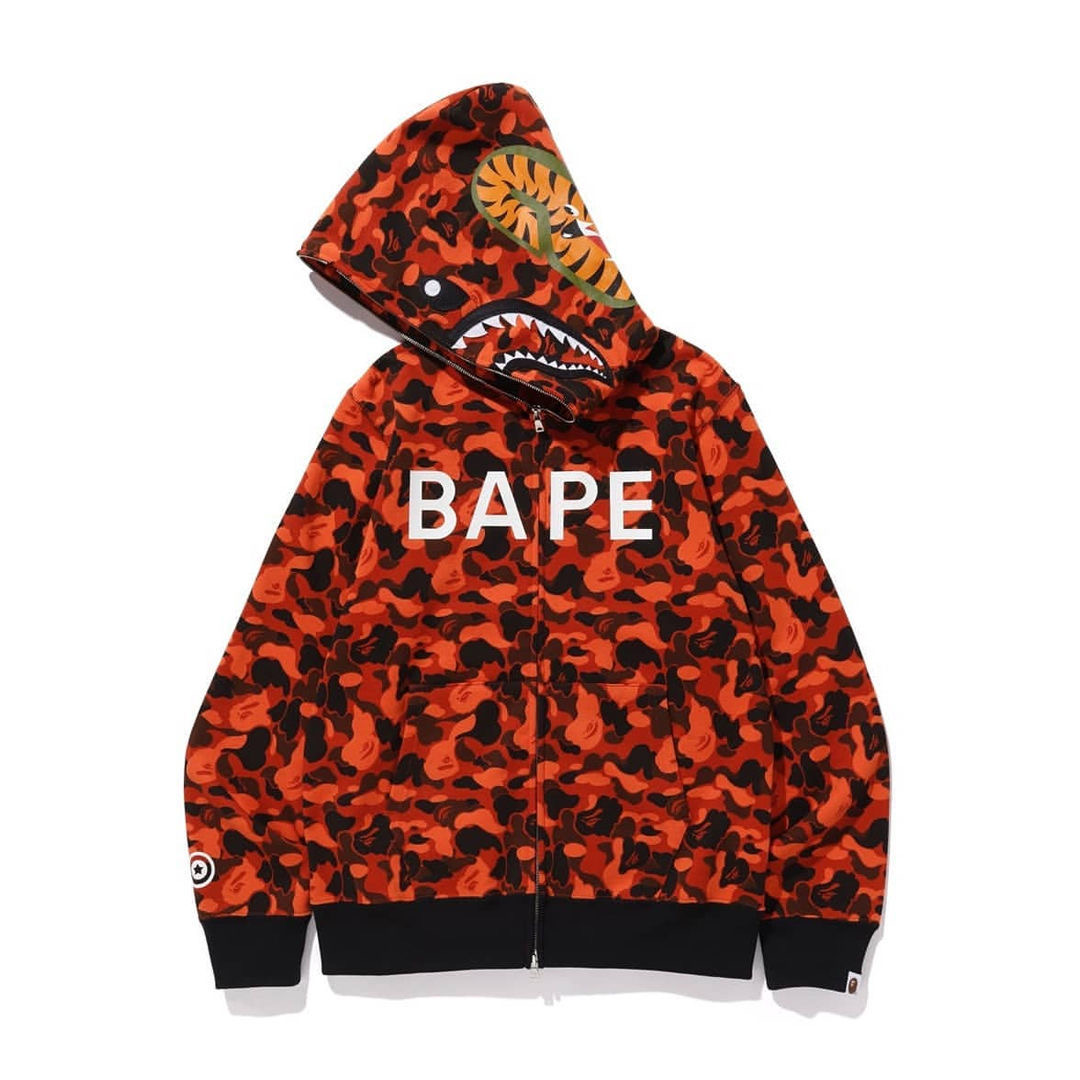 Bape Red Camo Shark Hoodie 'XO TIL WE OVERDOSE' Hoodie