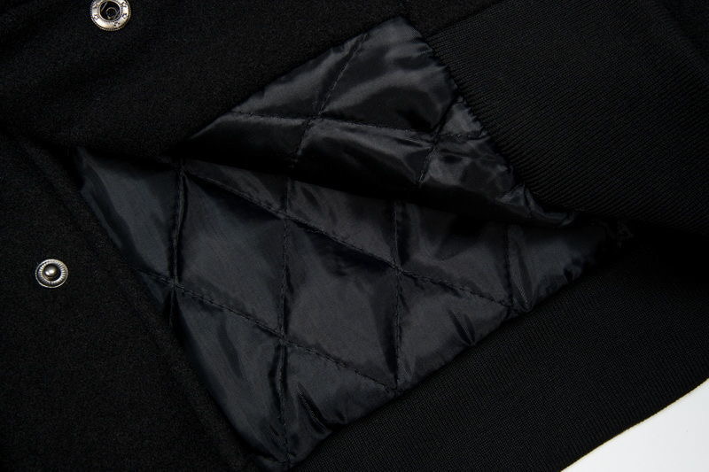 Revenge Leather Sleeve Baseball Jacket Black