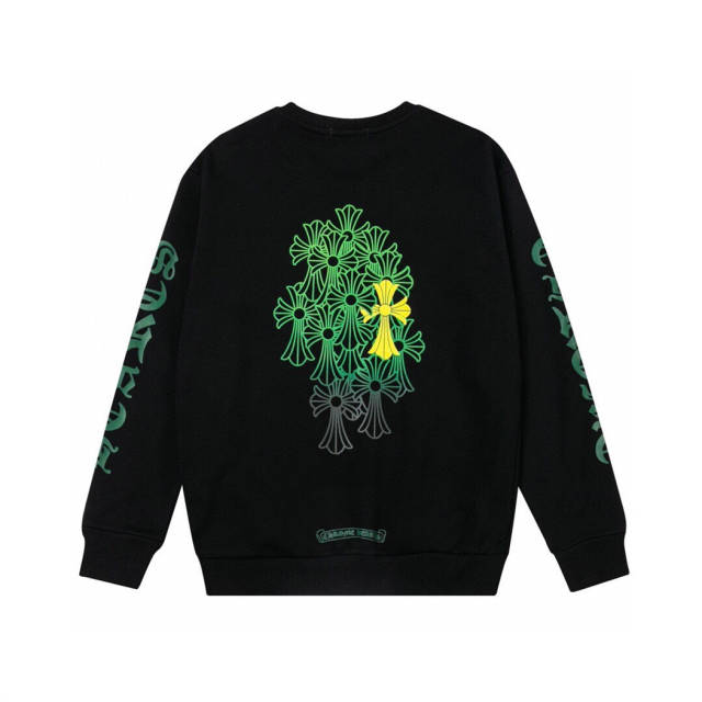 Chr0me  Hearts Green Crosses Crewneck Sweatshirts Women Men (Black/White)