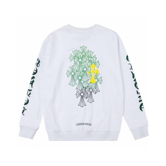 Chr0me  Hearts Green Crosses Crewneck Sweatshirts Women Men (Black/White)