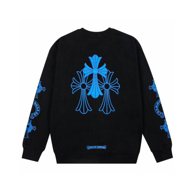 Chr0me Hearts Blue Logo Crewneck Sweatshirt (Black White)