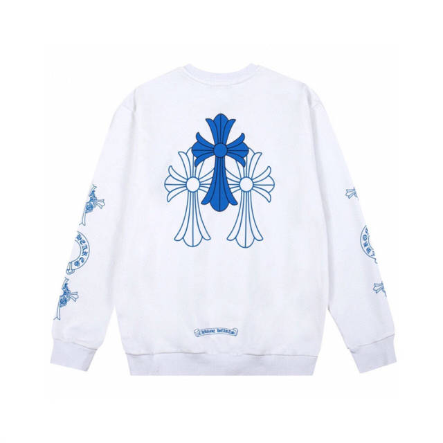 Chr0me Hearts Blue Logo Crewneck Sweatshirt (Black White)