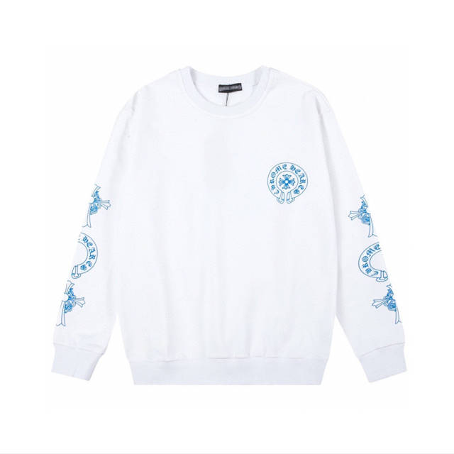 Chr0me Hearts Blue Logo Crewneck Sweatshirt (Black White)