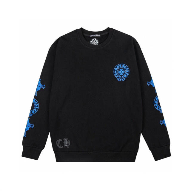 Chr0me Hearts Blue Logo Crewneck Sweatshirt (Black White)