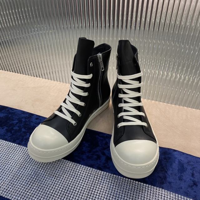 R*ck Οwens Hi-Street Leather Shoes Black High Top