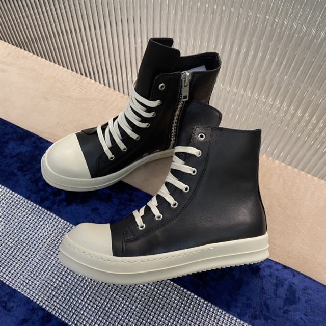 R*ck Οwens Hi-Street Leather Shoes Black High Top