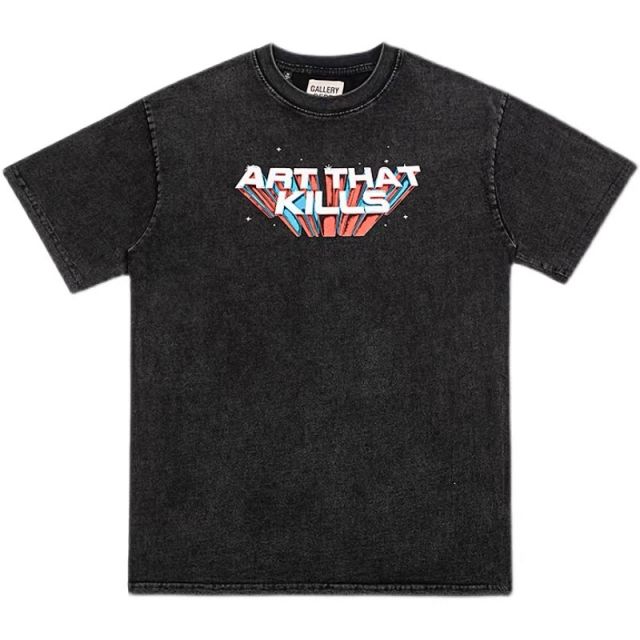 Gallery dept overlapping Logo tee t-shirt distressed black