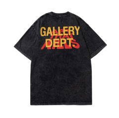 Gallery dept rainbow distressed fonts tee t-shirt black